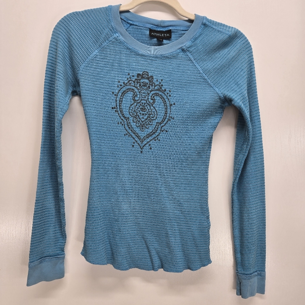 Athleta Y2K‎ Athletic Scoop Neckline Base Top Blue Womens XS VTG Grunge